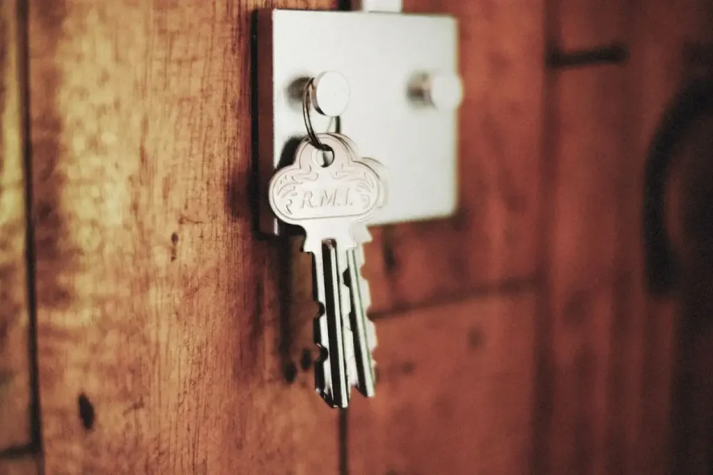 Key in the lock of a timber door – testing a new door lock after you replace it, how to replace a door lock in Runcorn with Eds Locksmiths Runcorn